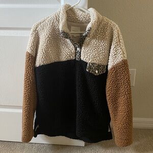 Thread & Supply colorblock leopard print sherpa M